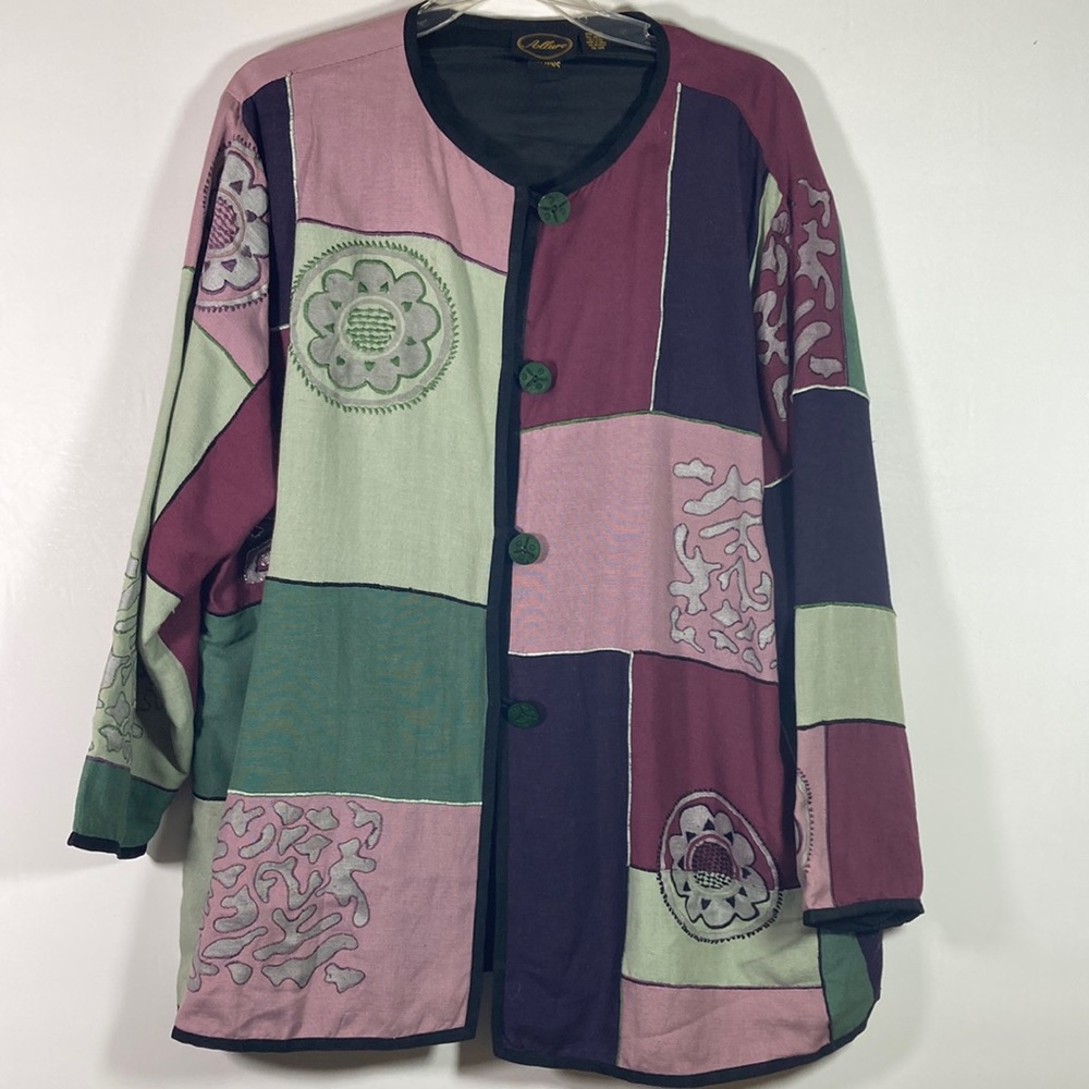 Allure Womens Embroidered Color Block Blazer Size 1X